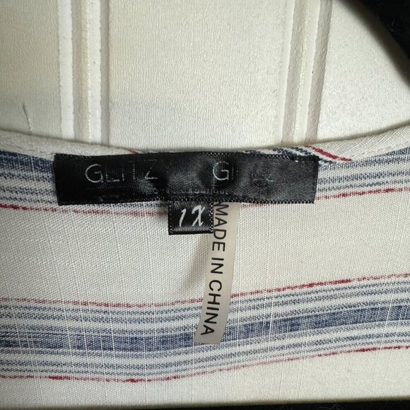 Glitzy Girlz Striped Full Length Duster Floral Embroidery, Pom Fringe I4 - Picture 3 of 6